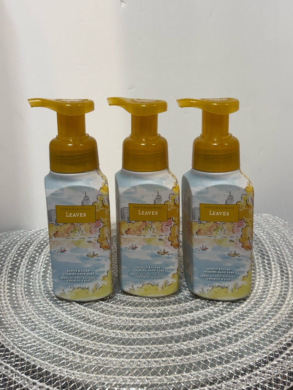 BBW Leaves Foaming Hand Soap Set of 3 NWT